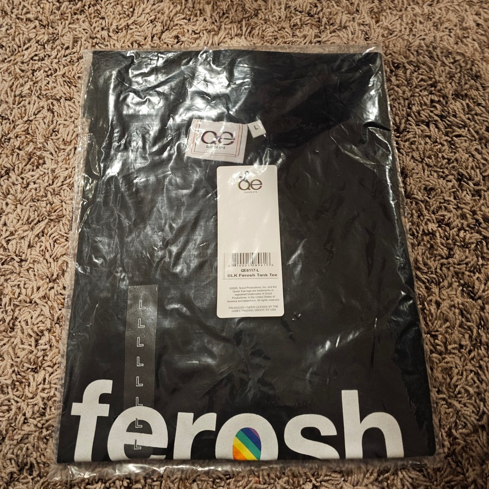 Queer Eye Ferosh‎ Tank Tee Black Graphic Shirt Pride Rainbow QE6117-L L